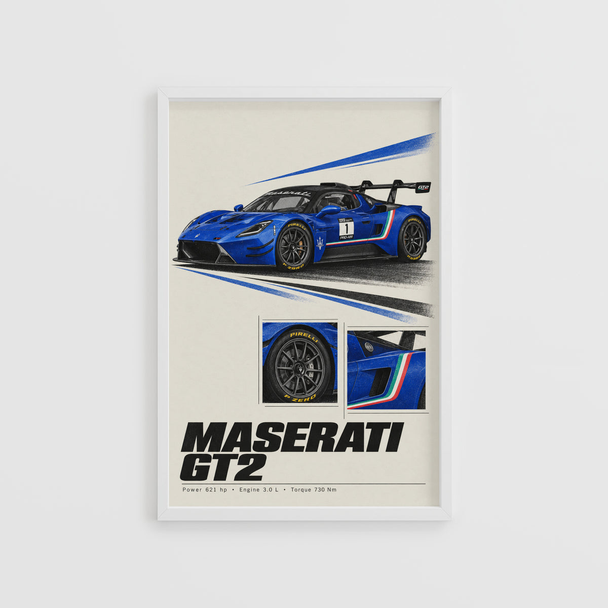 Vintage Maserati GT2 Print, Racing Car Wall Art