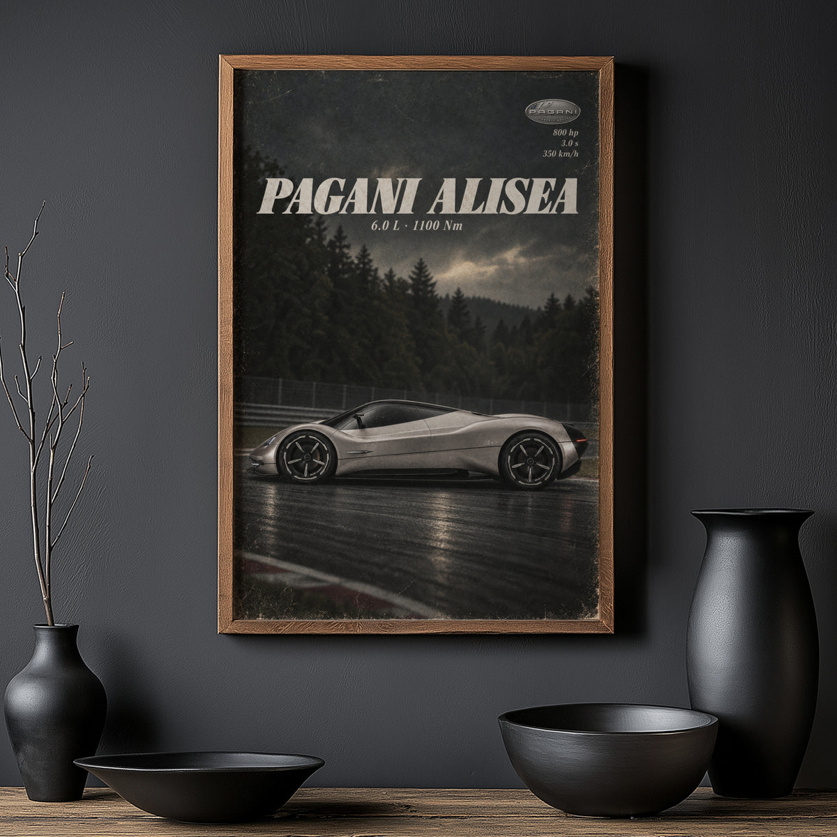 Vintage Pagani Alisea Print, Car Poster, Supercar Art