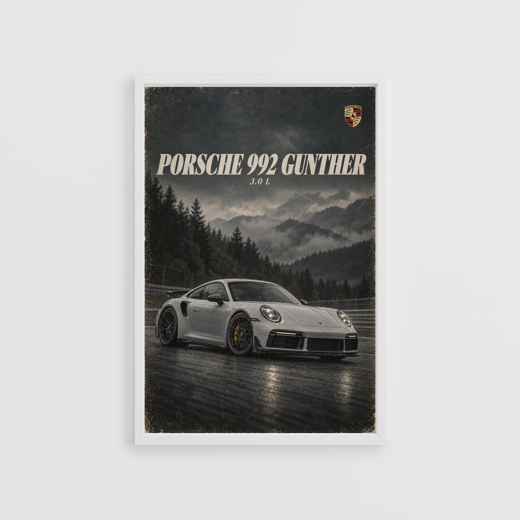 Vintage Porsche 992 Gunther Print, Car Wall Art