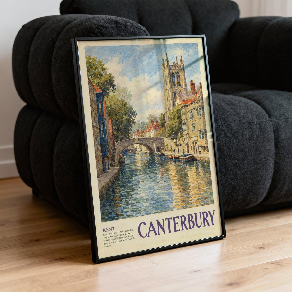 Vintage Canterbury Poster, Kent River Stour Wall Art Print