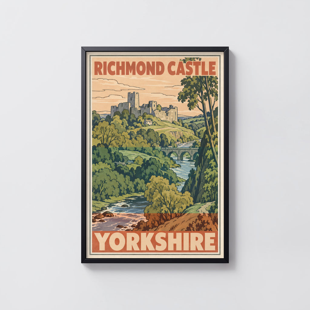Vintage Richmond Castle Yorkshire Poster, Travel Print