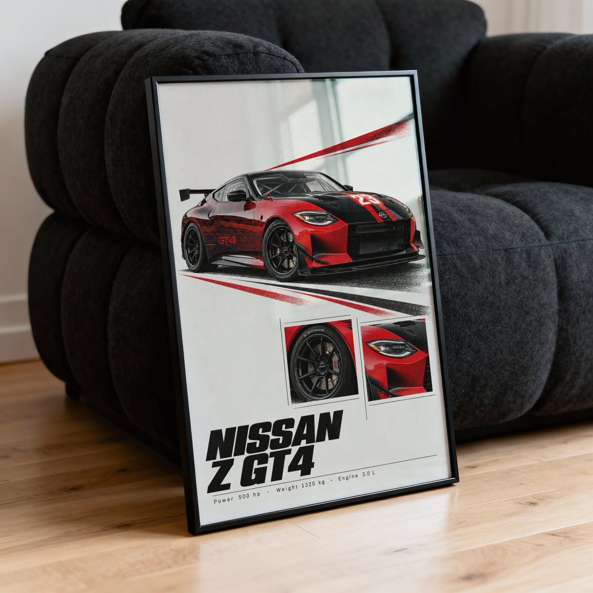 Vintage Nissan Z GT4 Print, Race Car Wall Art