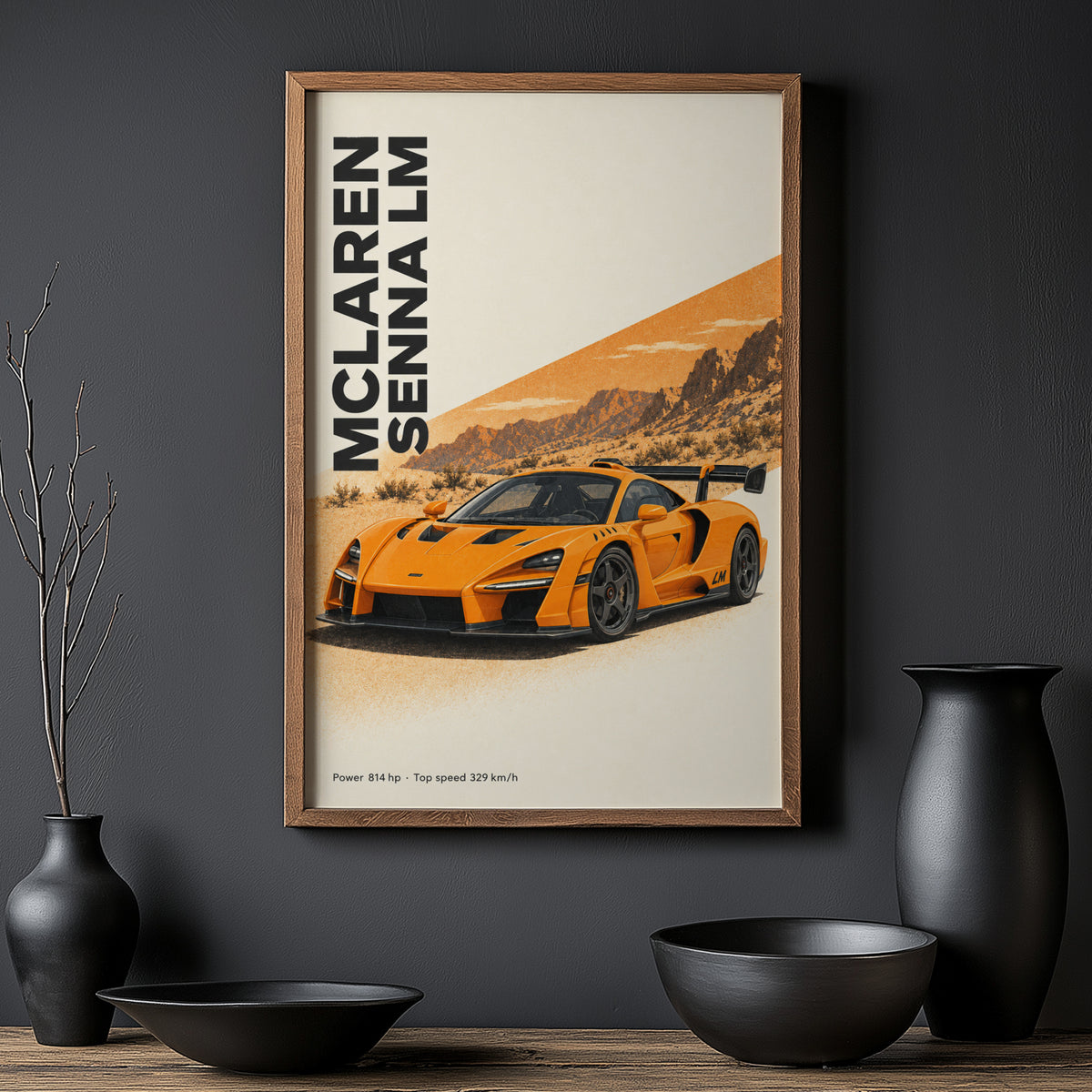 Vintage McLaren Senna LM Print, Supercar Wall Art