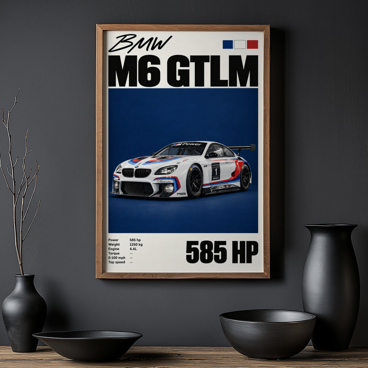 Vintage BMW M6 GTLM Print, Racing Car Wall Art