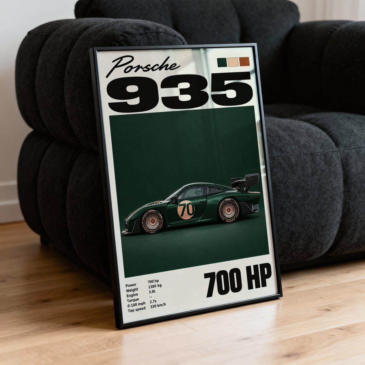 Vintage Porsche 935 Print, Racing Green Car Art
