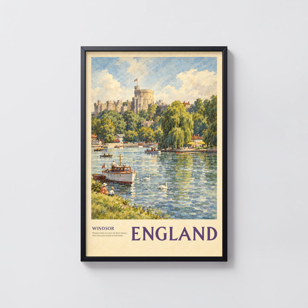 Vintage Windsor Castle Poster, England Wall Art