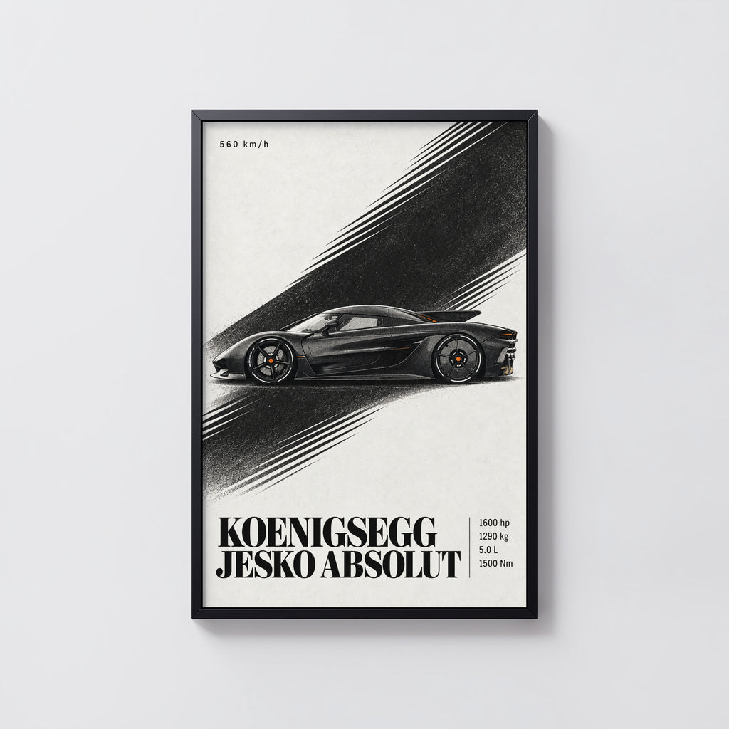 Vintage Koenigsegg Jesko Absolut Print, Car Art