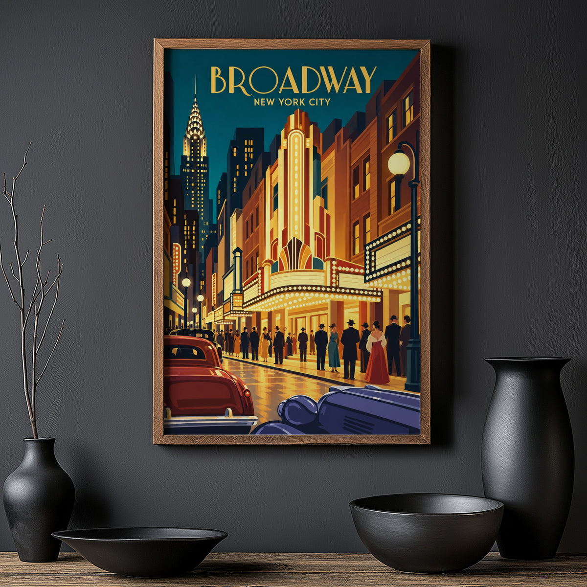 Vintage Broadway New York Poster, Art Deco Wall Art, Print