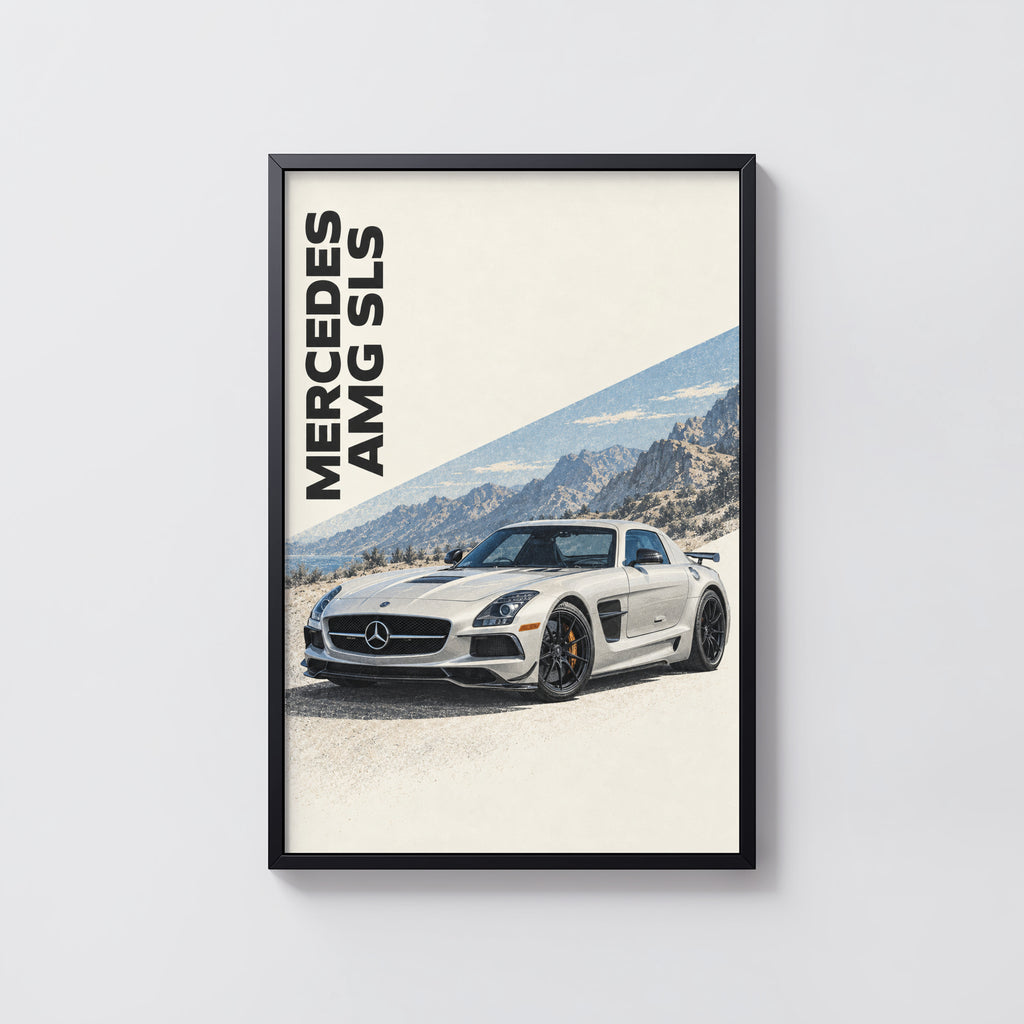 Vintage Mercedes AMG SLS Print, Car Poster, Wall Art