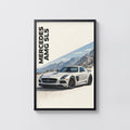Vintage Mercedes AMG SLS Print, Car Poster, Wall Art