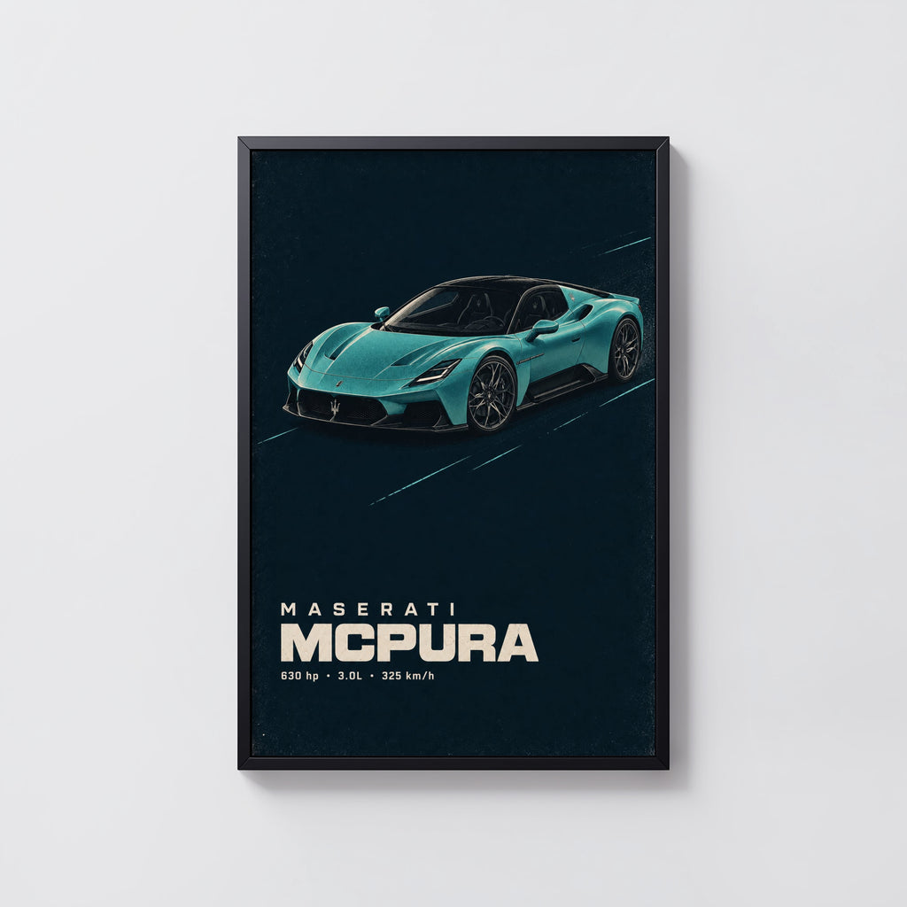 Vintage Maserati MCPURA Print, Car Wall Art