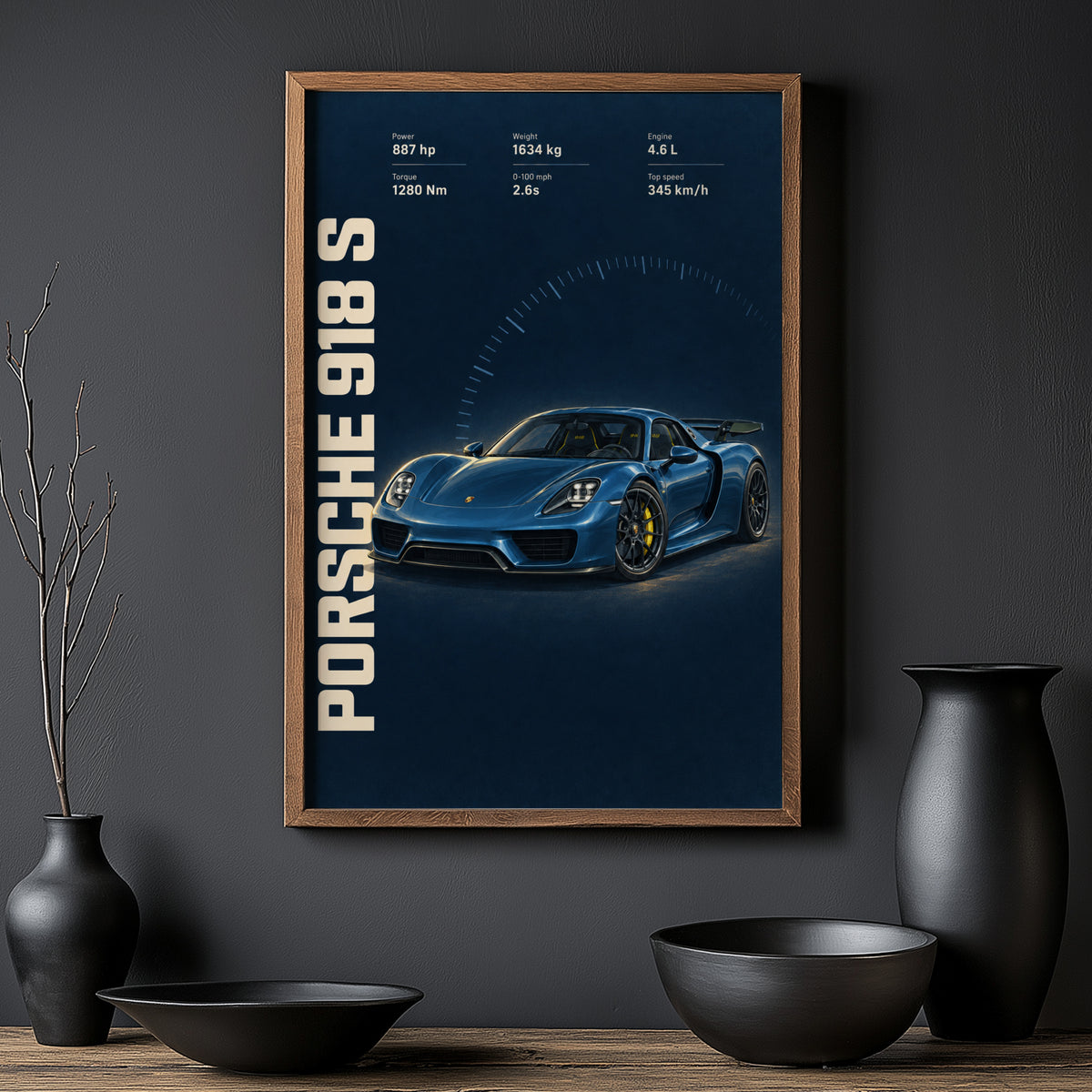 Vintage Porsche 918 S Car Print, Supercar Poster