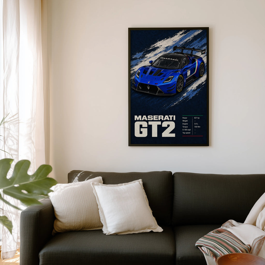 Vintage Maserati GT2 Print, Race Car Wall Art