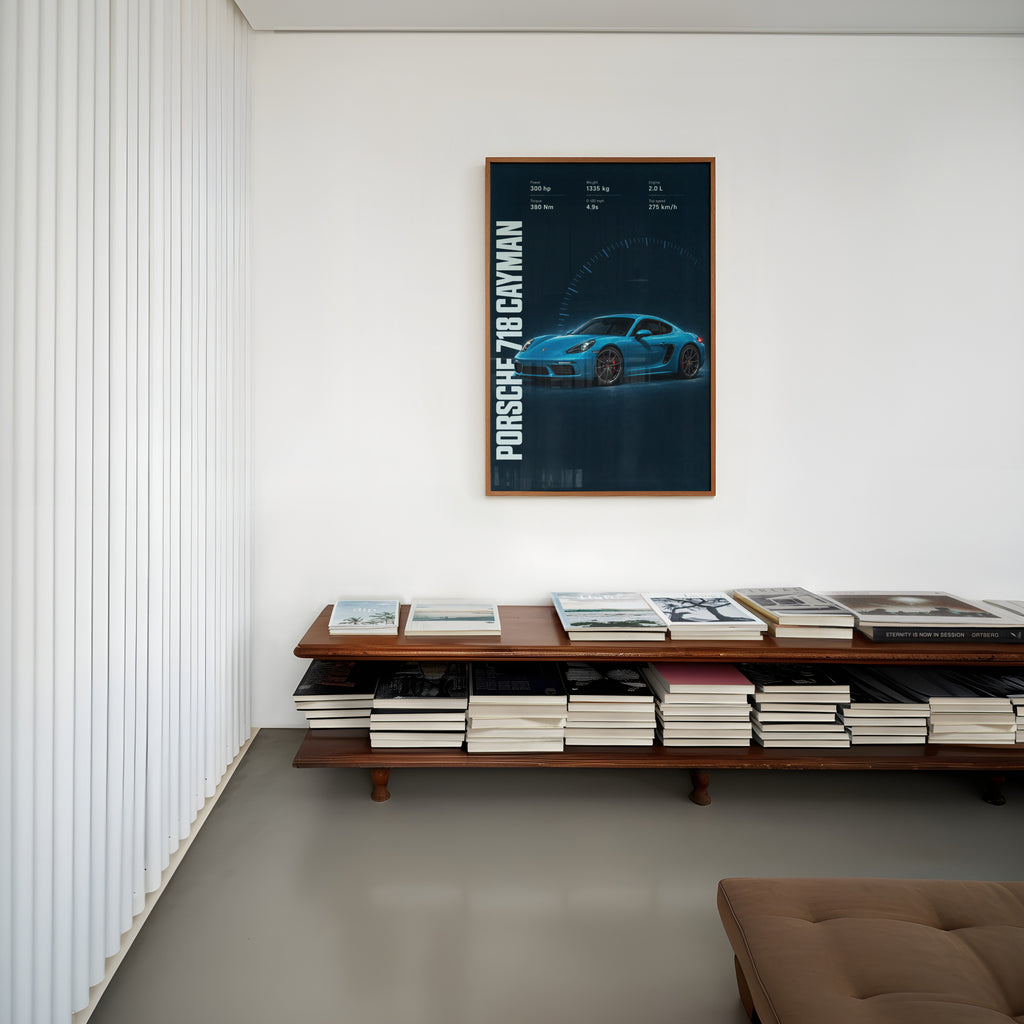 Vintage Porsche 718 Cayman Print, Car Wall Art