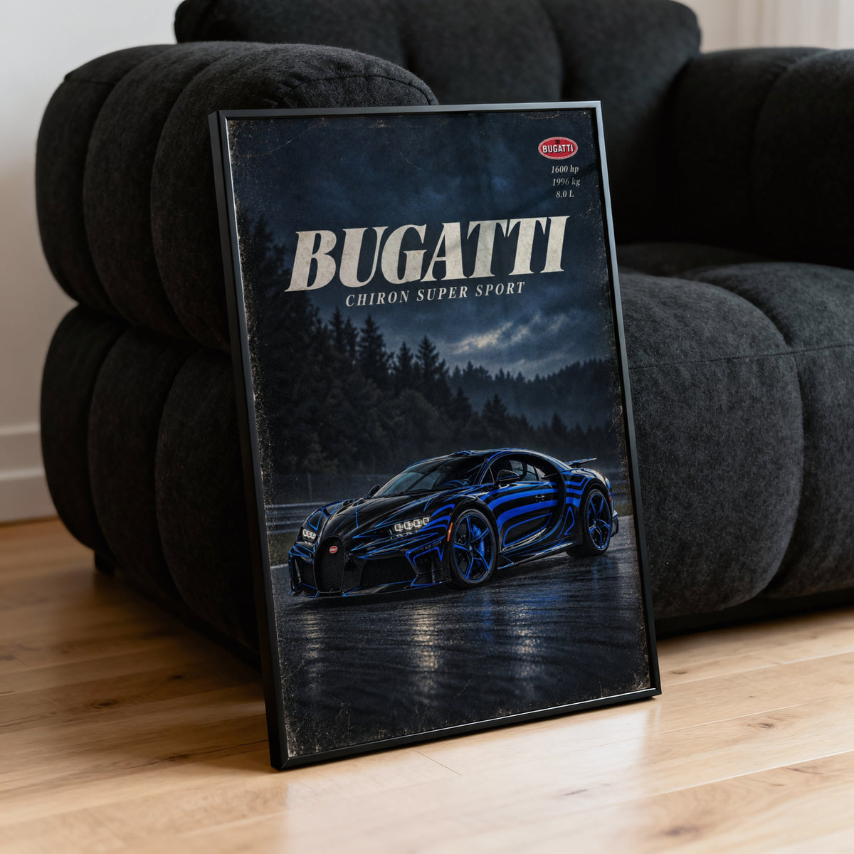 Vintage Bugatti Chiron Print, Car Poster, Wall Art