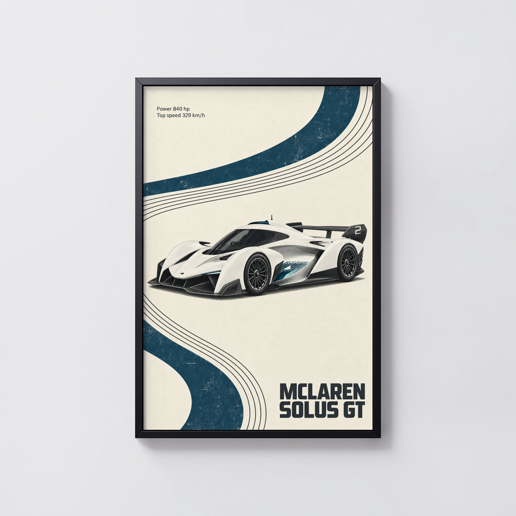 Vintage McLaren Solus GT Print, Car Wall Art