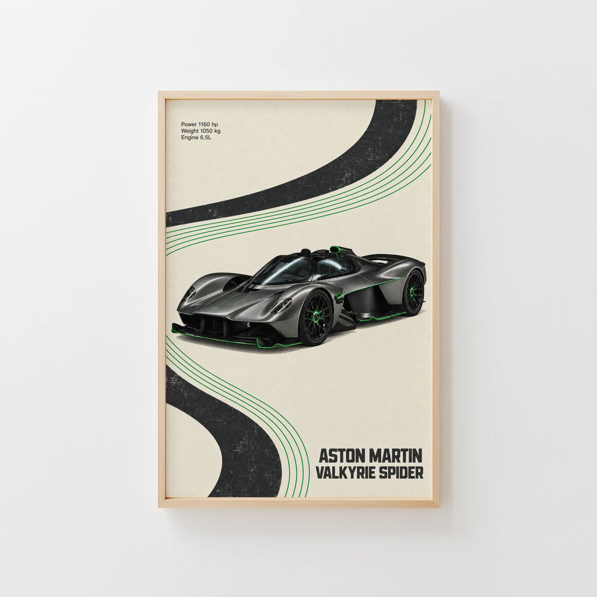 Vintage Aston Martin Valkyrie Spider Print, Car Art
