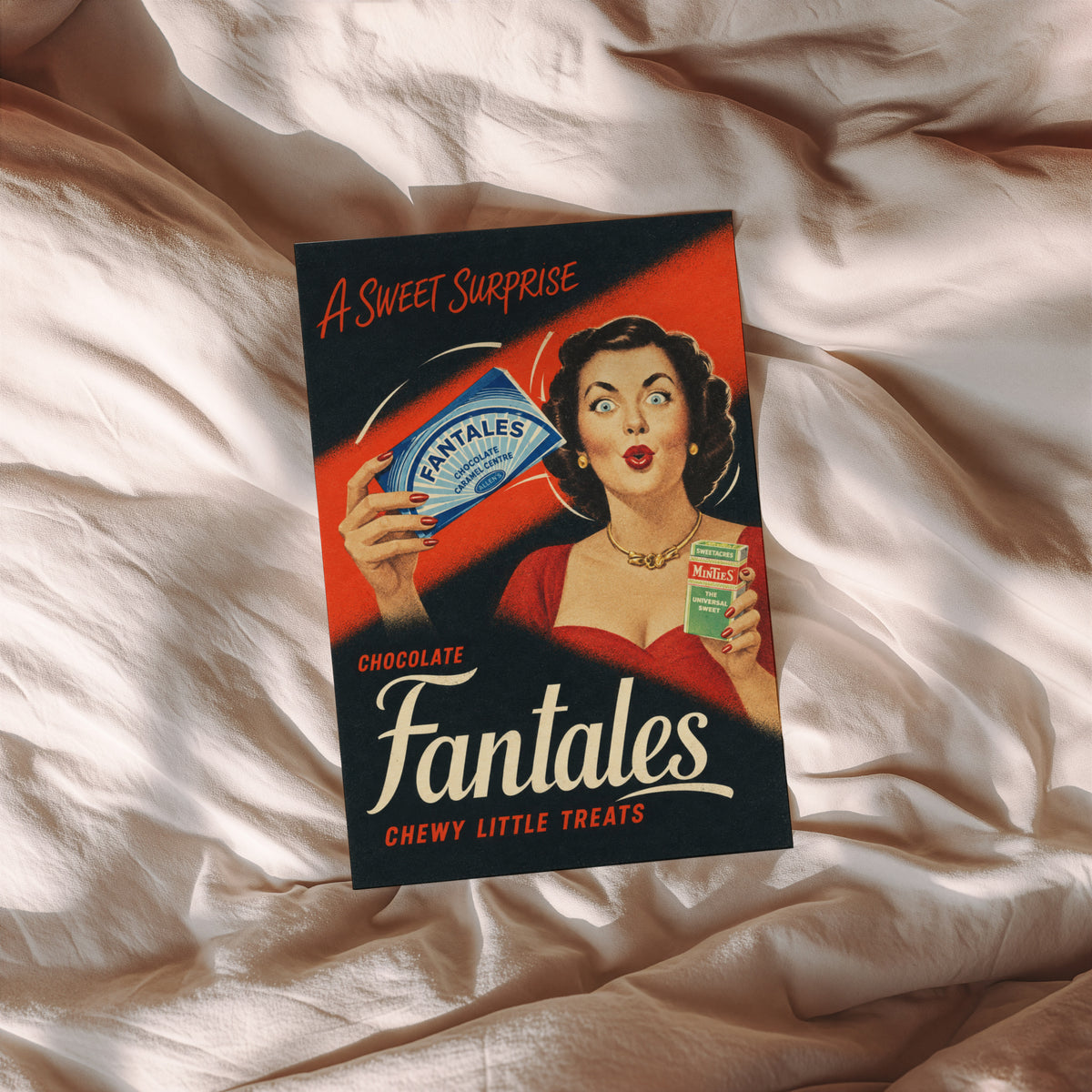 Vintage Fantales Sweets Poster, Retro Kitchen Wall Art Print