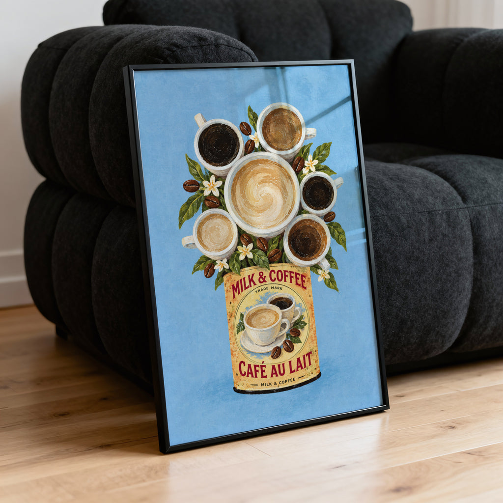 Vintage Coffee Print and Poster, Cafe au Lait Kitchen Art