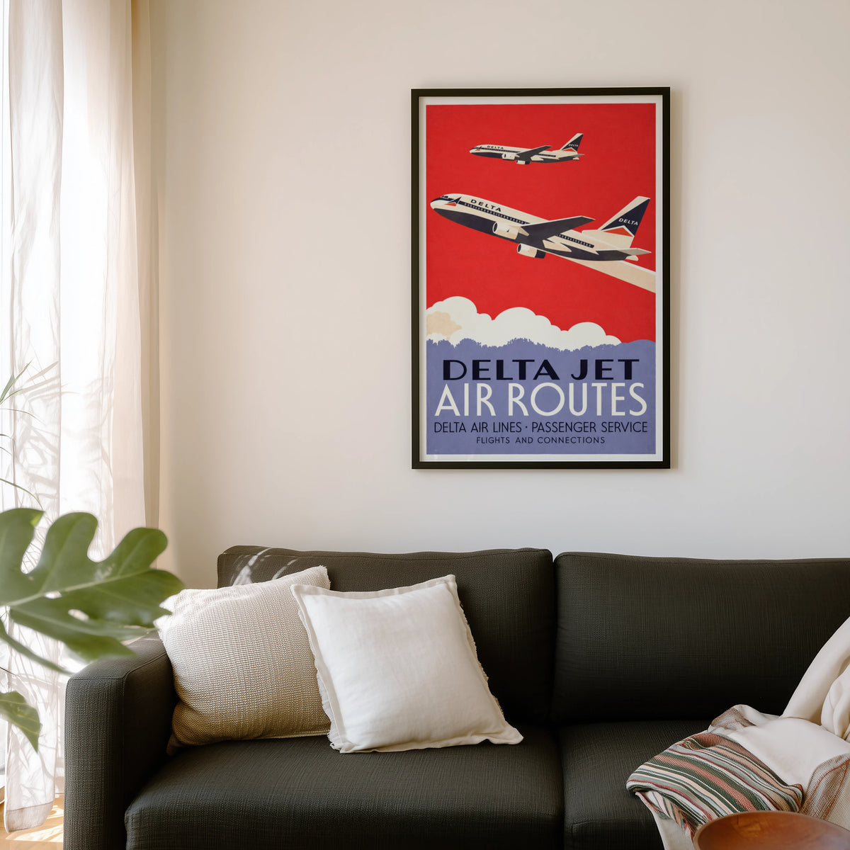 Vintage Delta Jet Poster, Airline Wall Art, Aviation Print