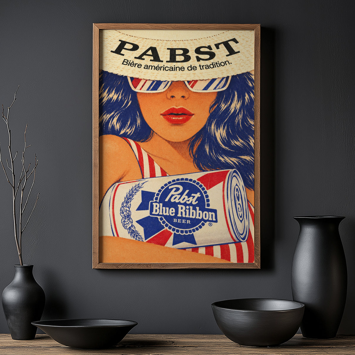 Vintage Pabst Blue Ribbon Beer Print, Retro Poster