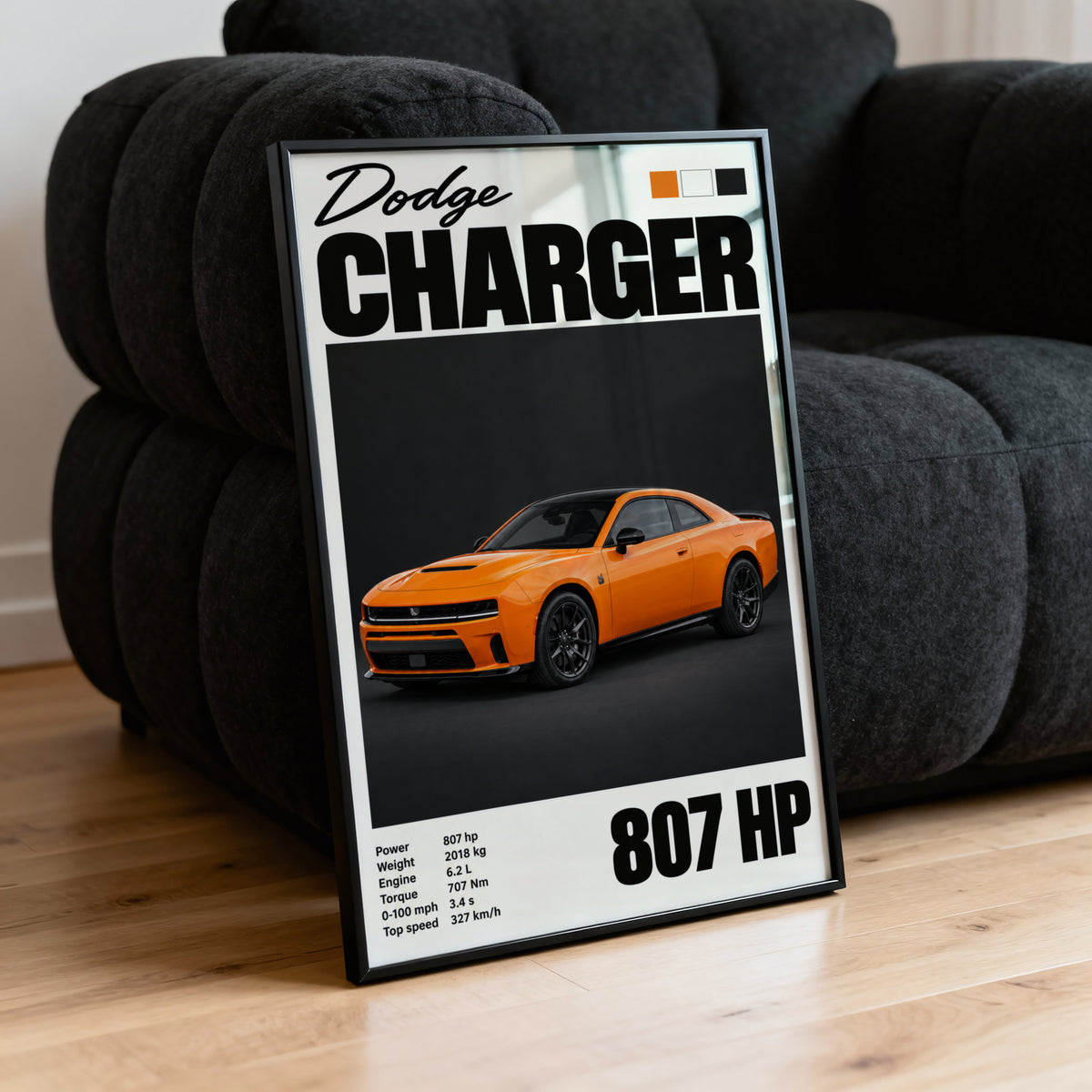 Vintage Dodge Charger Print, Muscle Car Wall Art