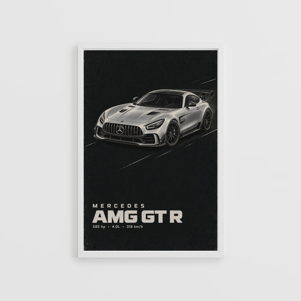 Vintage Mercedes AMG GT R Print, Car Wall Art