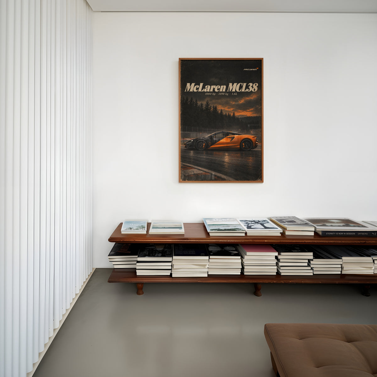 Vintage McLaren Print, Supercar Wall Art, Orange