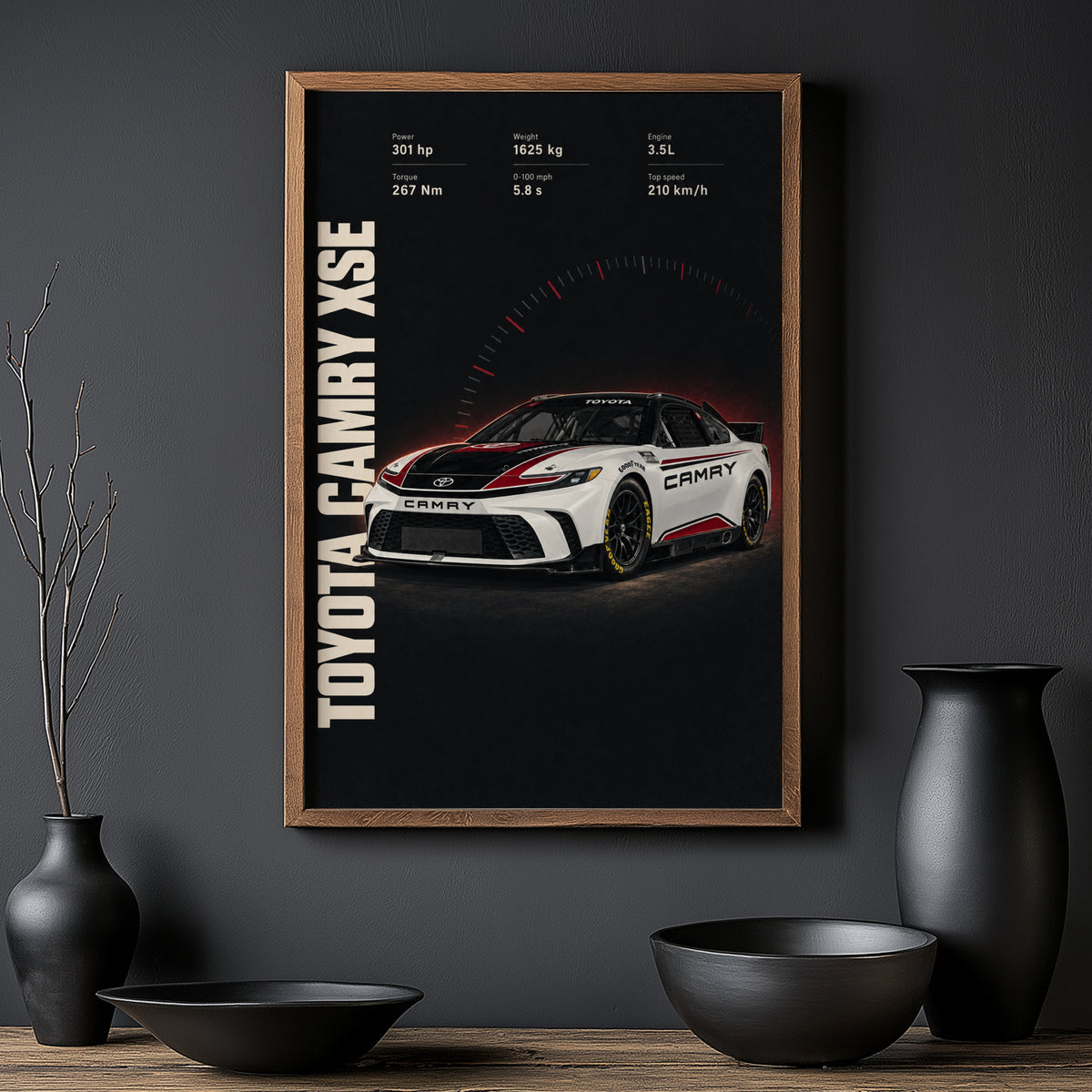 Vintage Toyota Camry Print, Racing Car Wall Art