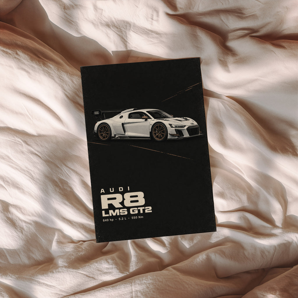 Vintage Audi R8 LMS GT2 Print, Race Car Wall Art