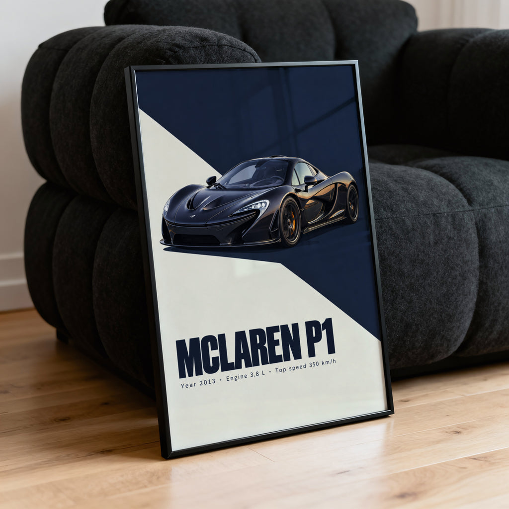 Vintage McLaren P1 Print, Supercar Wall Art
