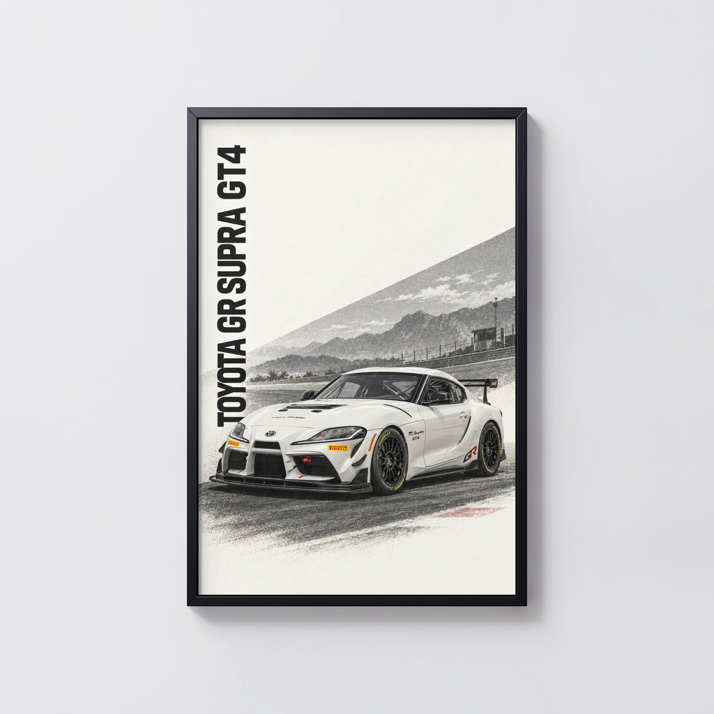 Vintage Toyota Supra Print, Racing Car Wall Art
