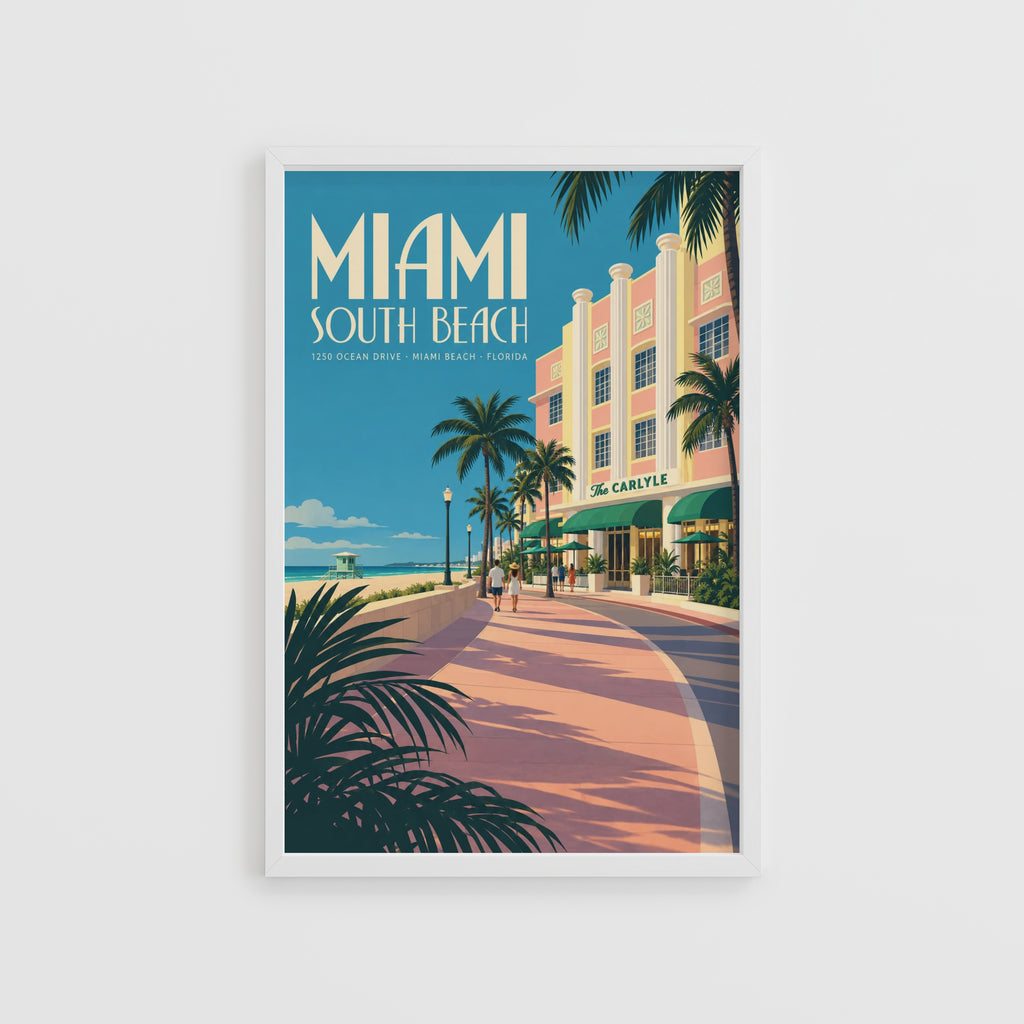Vintage Miami Beach Poster, Art Deco Wall Art Print