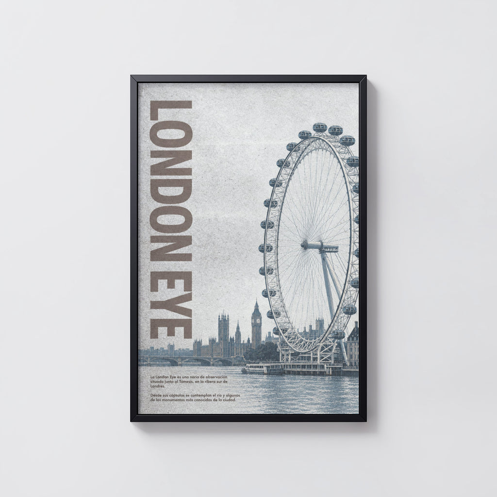 Vintage London Eye Poster, Thames Wall Art, England Print