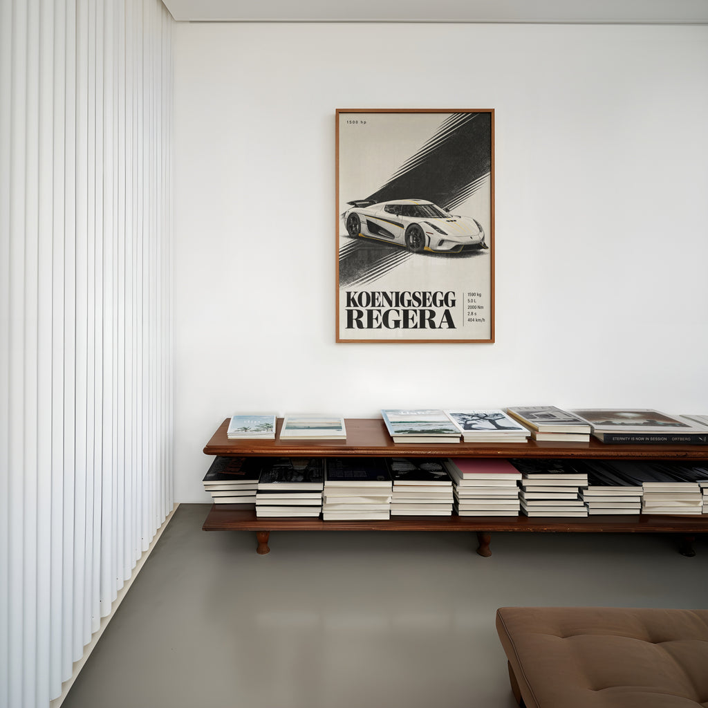 Vintage Koenigsegg Regera Print, Hypercar Wall Art