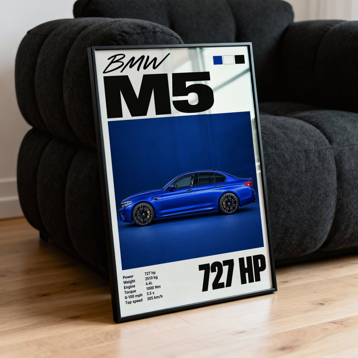 Vintage BMW M5 Print, Blue Car Wall Art
