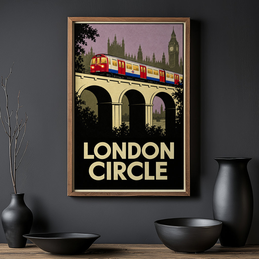 Vintage London Circle Line Print Poster, Underground