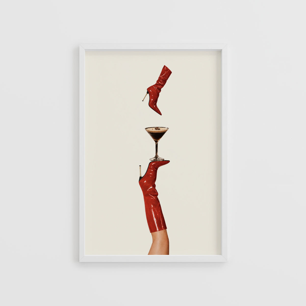 Vintage Espresso Martini Print Poster, Red Boot Art