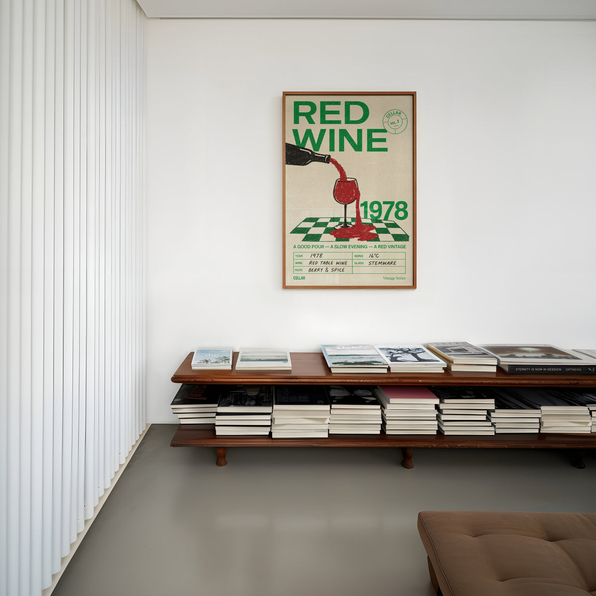 Vintage Red Wine Print Poster, Kitchen Wall Art 1978
