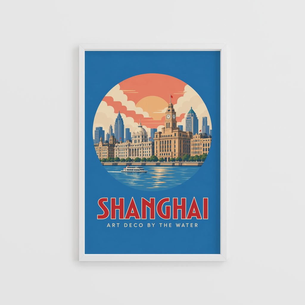 Vintage Shanghai Poster, Art Deco Bund Wall Art, Print
