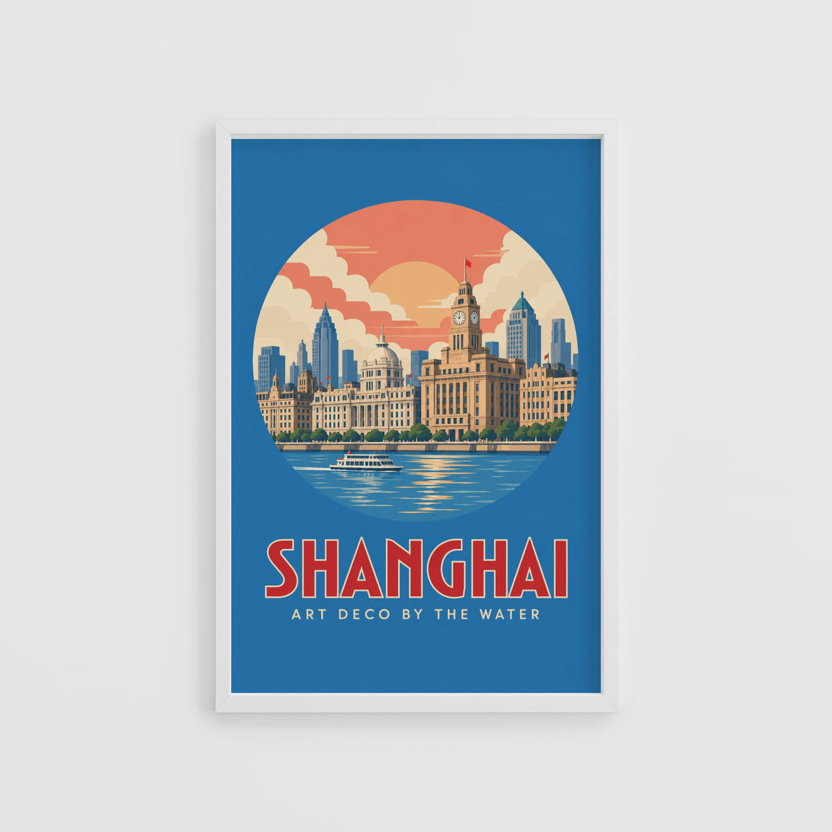Vintage Shanghai Poster, Art Deco Bund Wall Art, Print