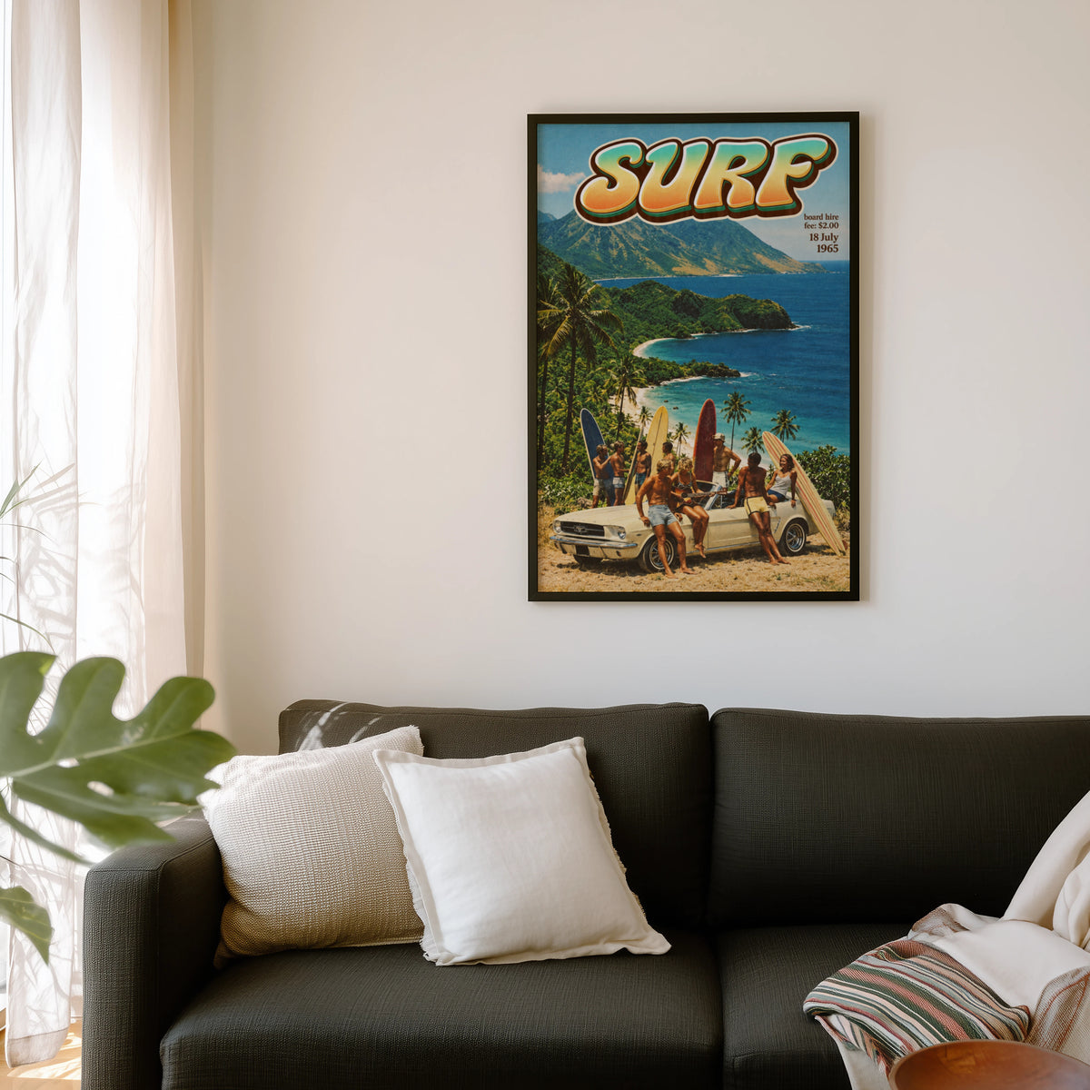 Vintage Surf Print and Poster, Retro Beach Wall Art