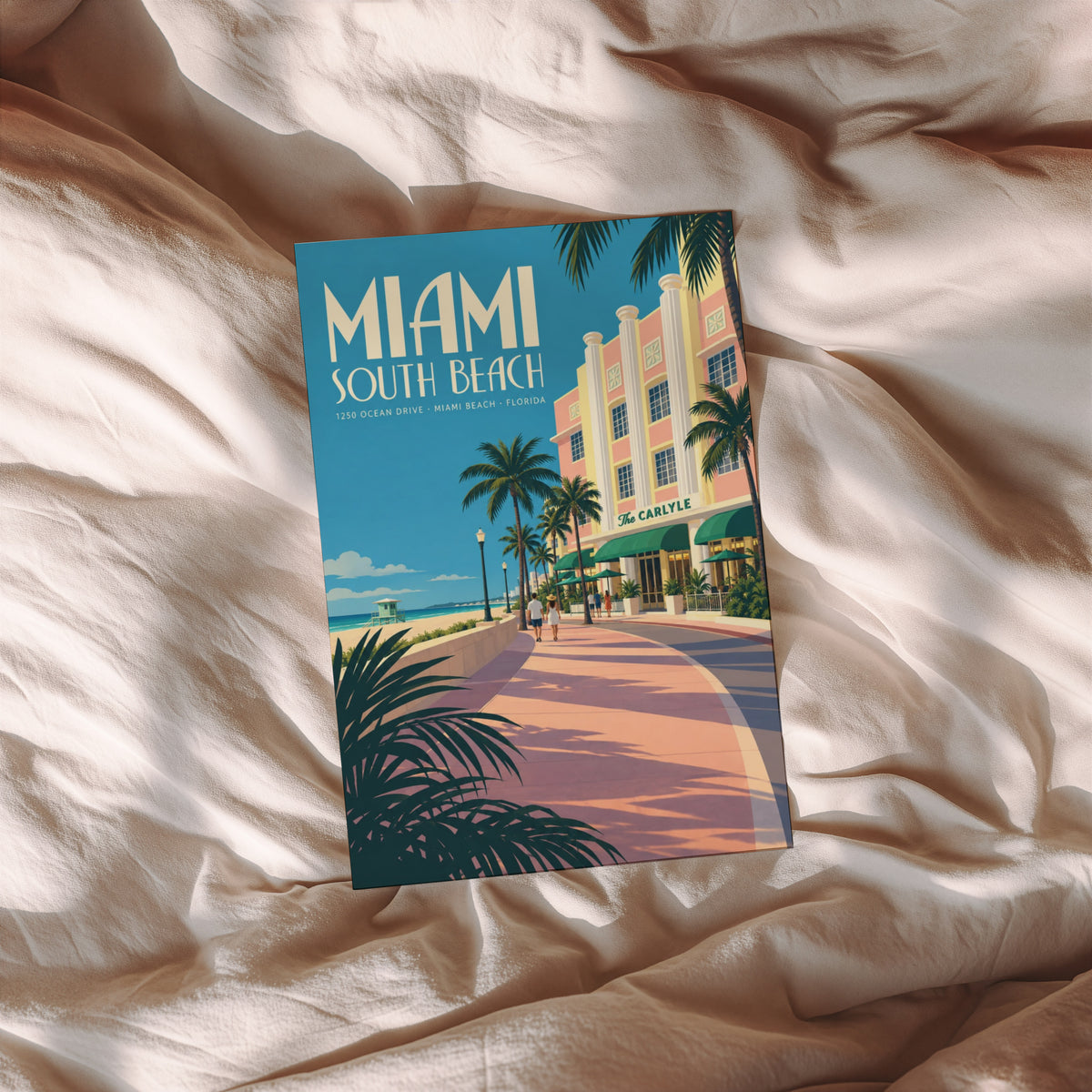 Vintage Miami Beach Poster, Art Deco Wall Art Print