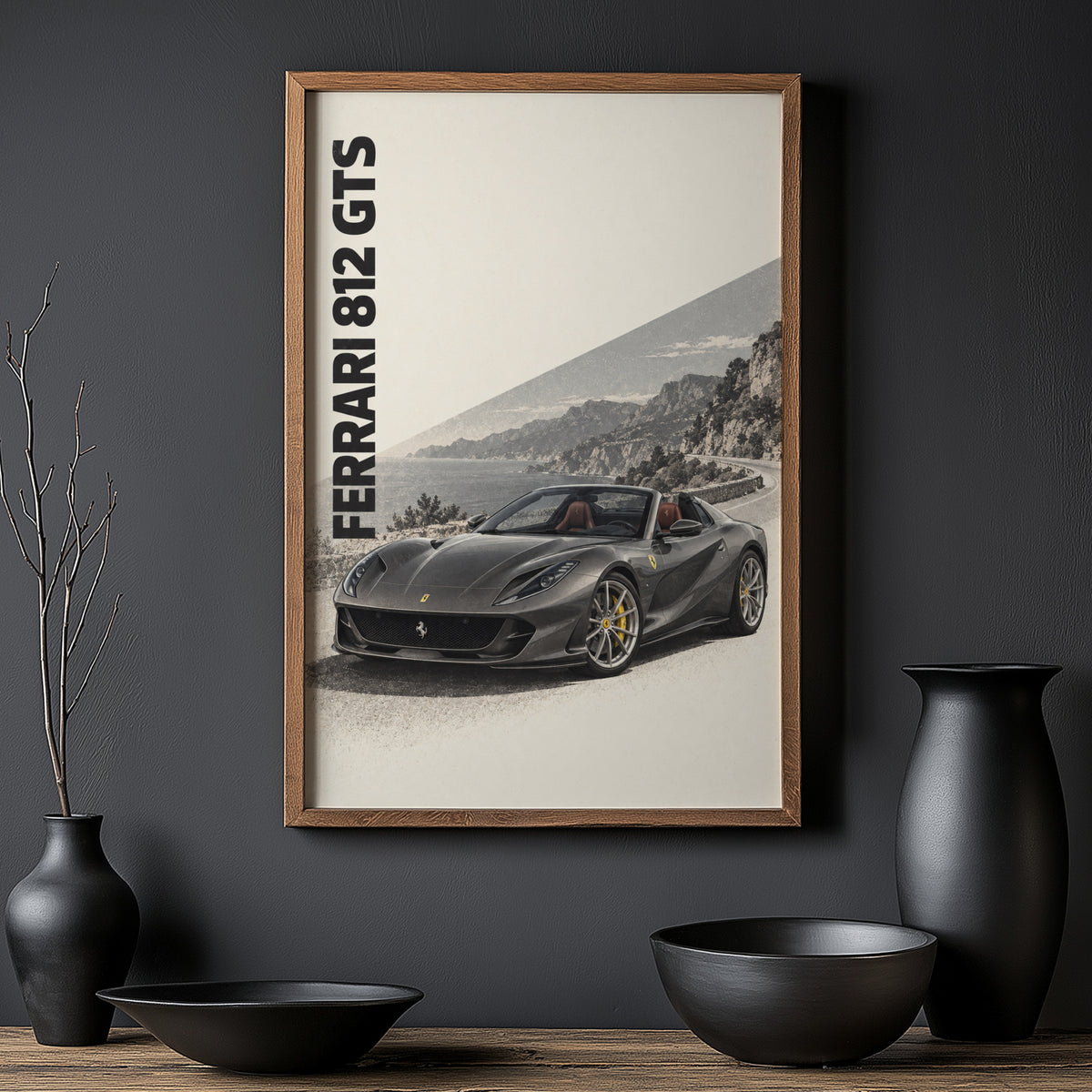 Vintage Ferrari 812 GTS Print, Supercar Wall Art