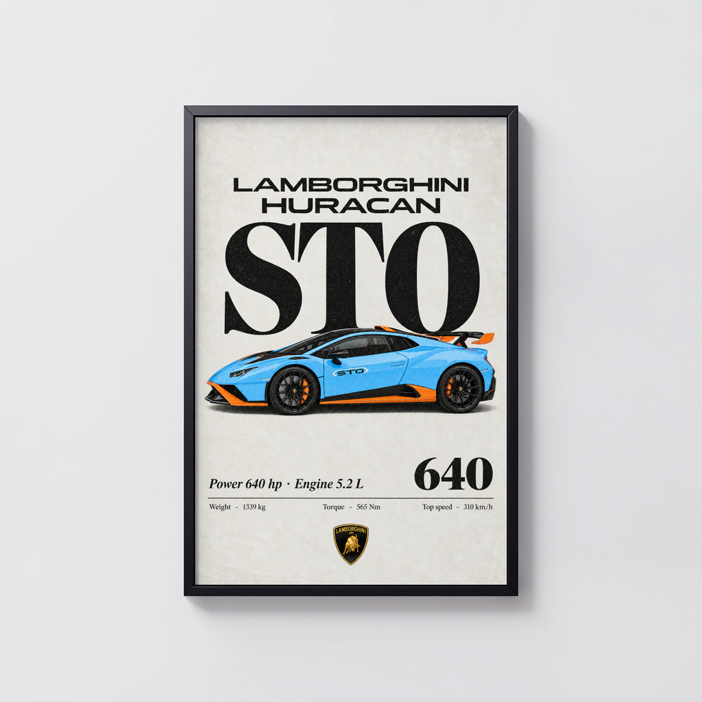 Vintage Lamborghini Huracan STO Print Wall Art