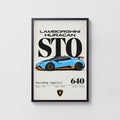 Vintage Lamborghini Huracan STO Print Wall Art
