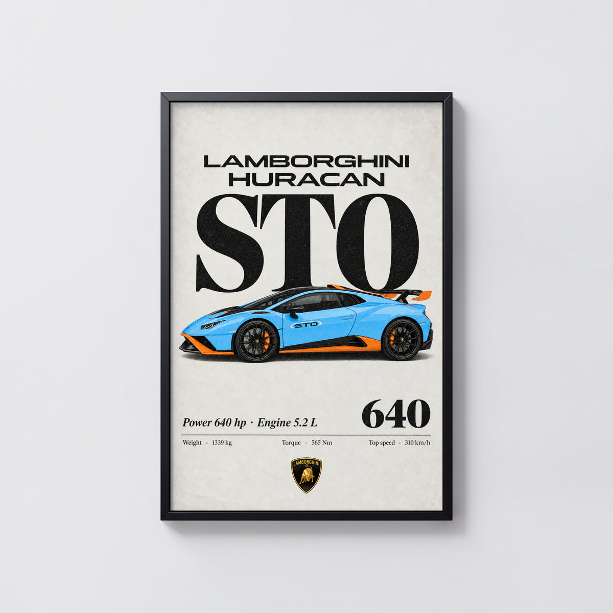 Vintage Lamborghini Huracan STO Print Wall Art