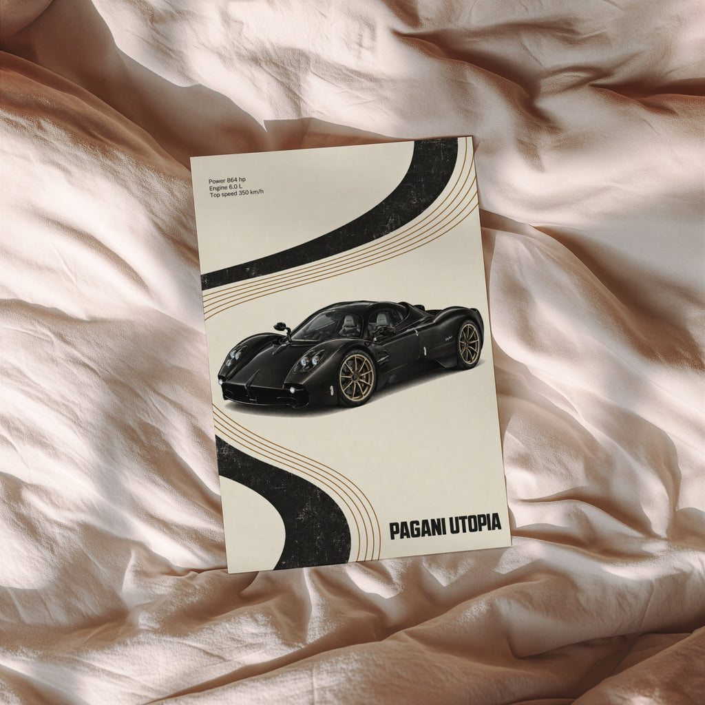 Vintage Pagani Utopia Print, Hypercar Wall Art