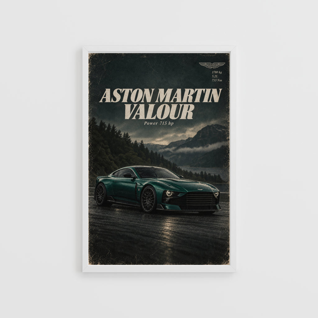 Vintage Aston Martin Valour Print, Green Car