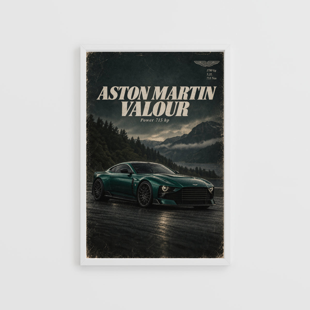 Vintage Aston Martin Valour Print, Green Car